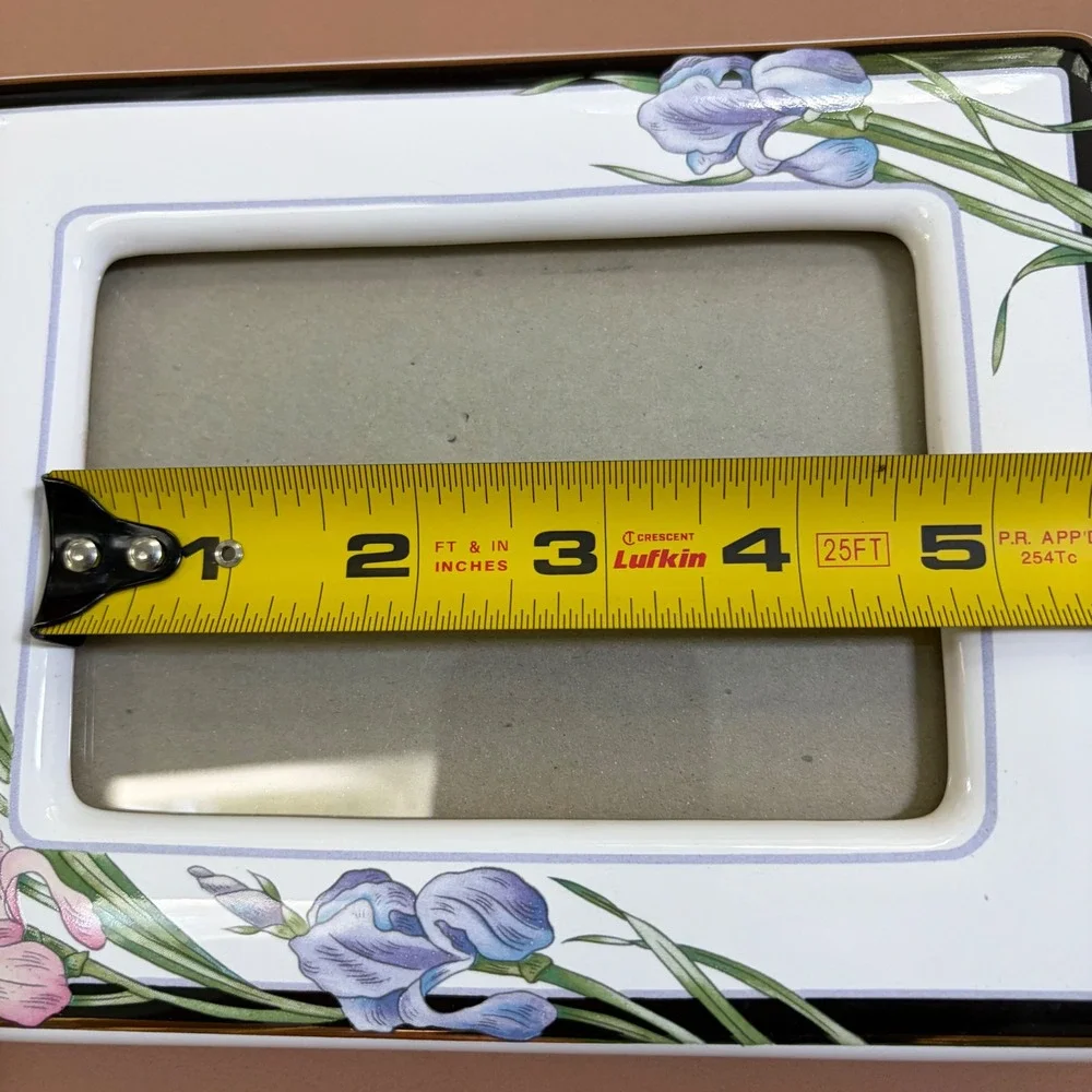 Terragrafics Marlene Moore 1990 Ceramic Iris Floral Photo Frame 3.5x5 Art Deco